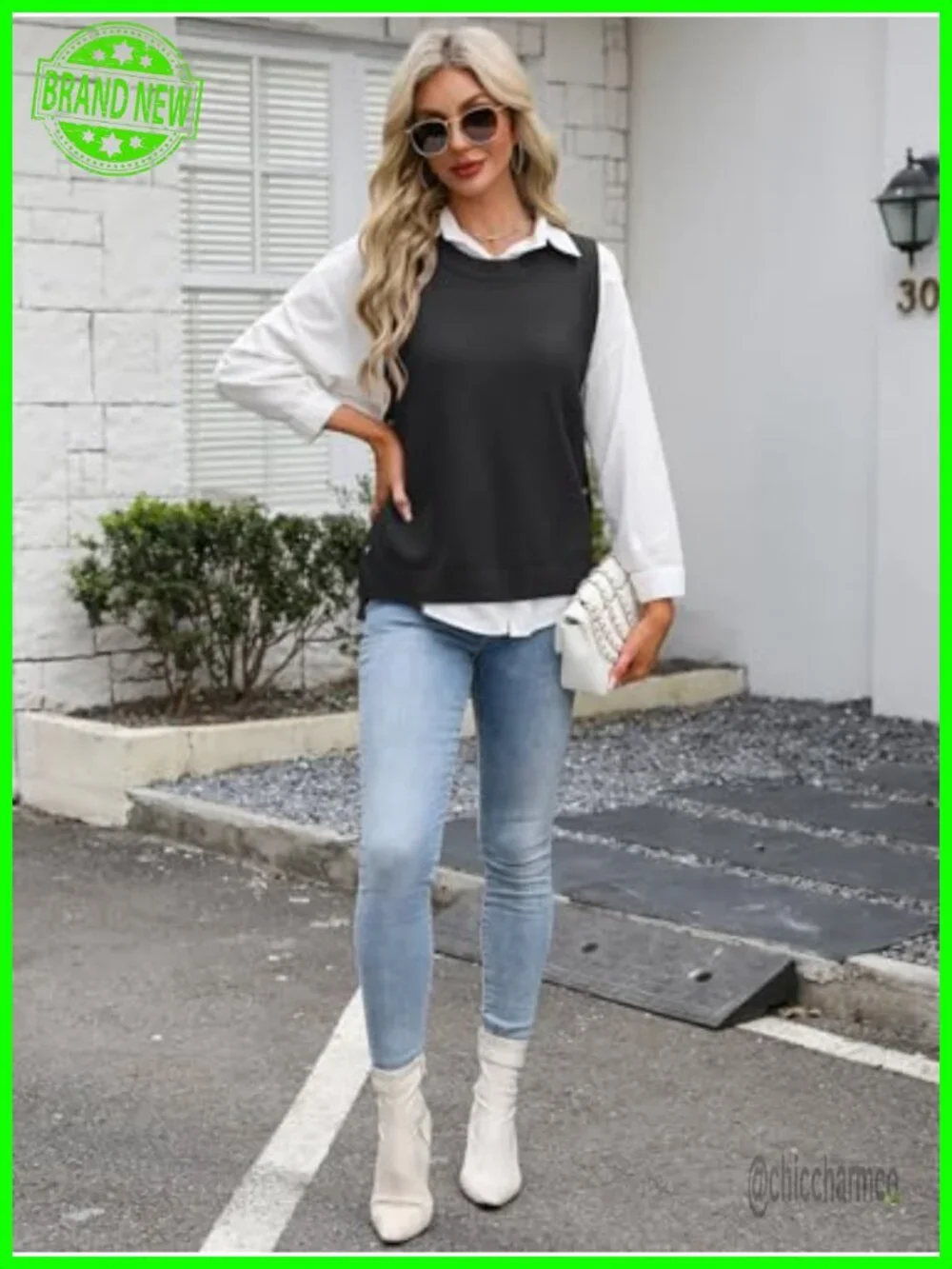 Sleeveless Sweater Vest RIBBED KNIT Side Button Loose Pullover Tank Top